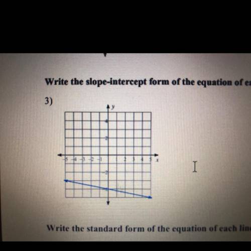 PLEASE HELPP I WILL GIVE BRAINLIEST
write the slope intercept form of the equation of each line