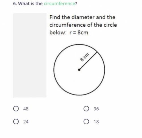 Find the diameter and circumference of the circle below : r=8cm.