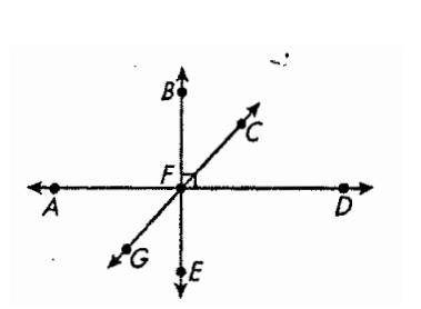 1. Name an angle complementary to ∠ BFC:

2. Name an angle complementary to ∠ AFG:
3. Name an angl