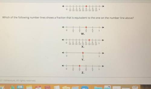 Which of the following number lines shows a fraction that is equivalent to the one on the number li
