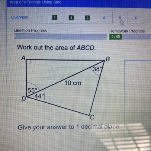 Work out the area of ABCD. Give your answer to 1 decimal place