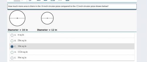 how much more area is there in the 16 inch circular pizza compared to the 12 inch circular pizza sh