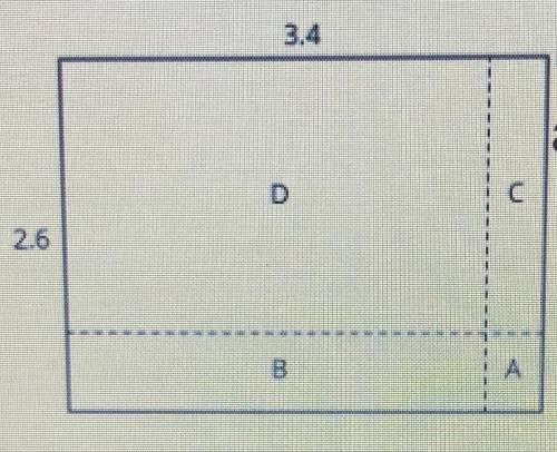 Here is a rectangle that has been partitioned into four smaller rectangles.

For each expression,