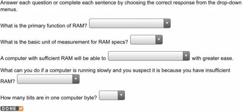 What is the primary function of RAM? What is the basic unit of measurement for RAM specs? A compute