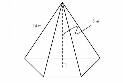This trapezoid-based right pyramid has a volume of 48m^3

what is the area of the base of the pyra