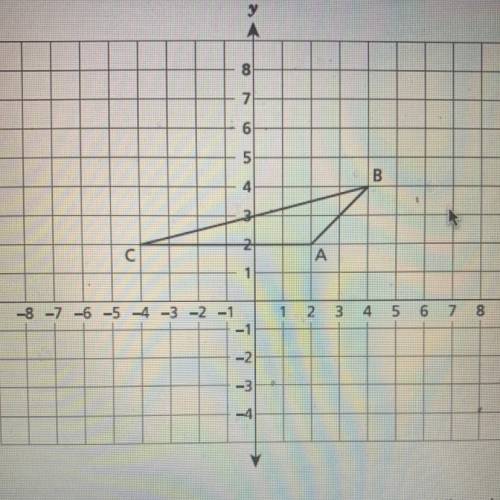 Triangle ABC is dilated by a scale factor of 2 with a center of dilation at the origin to create