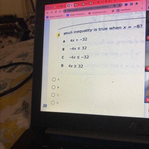Which inequality is true when x = -8