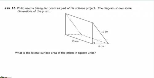 Phillip used a triangular prism as part of his science project the diagram whos some dimensions of