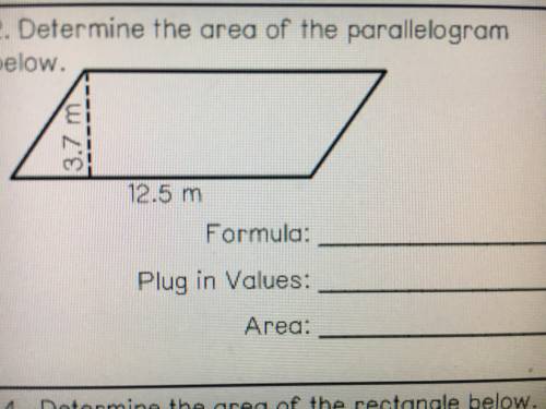 Determine The area of the Parallelogram.
PIC IS BELOW