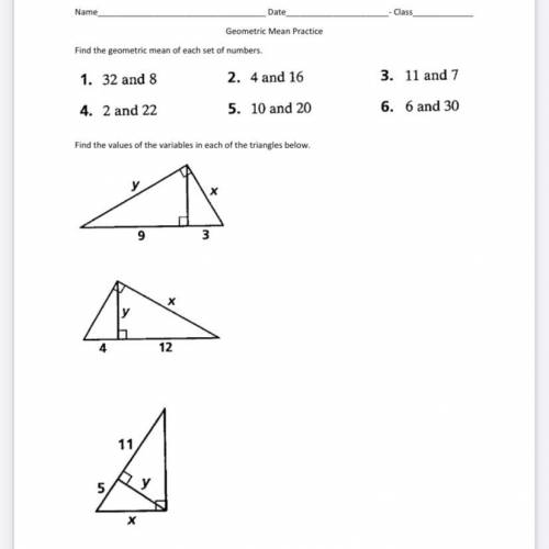 Find the values of the variables in each of the triangles below