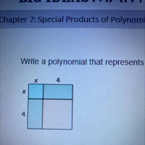 Write a polynomial that represents the area of the square.
I need help plzxx