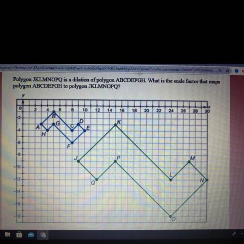 Polygon JKLMNOPQ is a dilation of polygon ABCDEFGH. What is the scale factor that maps

polygon AB