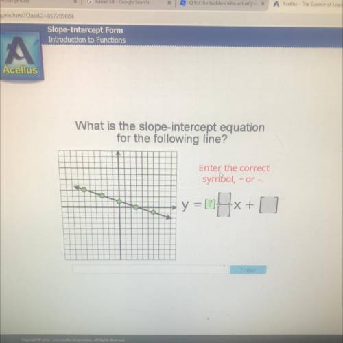 What is the slope intercept equation for the following line? ￼