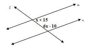 Assume line m and line n are parallel lines cut by the transversal line l. Find the value of x. Sho