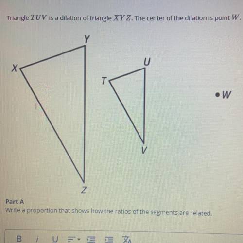 Write a proportion that shows how the ratios of the segments are related