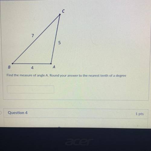 Find the measure of angle A