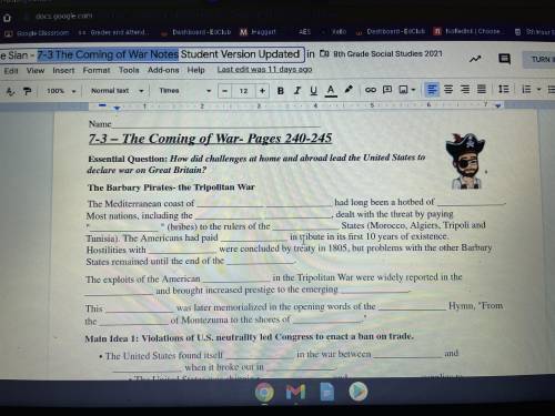 7-3 the coming of the war notes plz help me I have until Friday