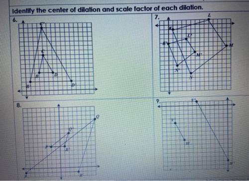 HELP PLEASE 14 PTS

Identify the center of dilation and scale factor of each
