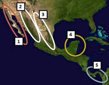 Analyze the map below and answer the question that follows.

A satellite map of Central America. L