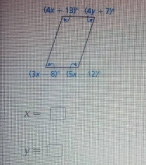 How do i find the values of x and y that make the quadrilateral a parallelogram​