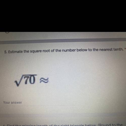 V70
Estimate the square root of the number below to the nearest tenth
