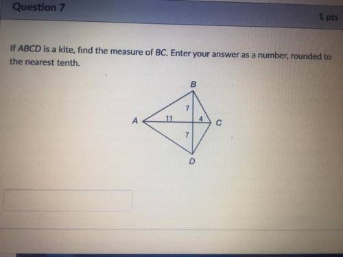 If ABCD is a kite, find the measure of BC. Enter your answer as a number rounded to the nearest ten