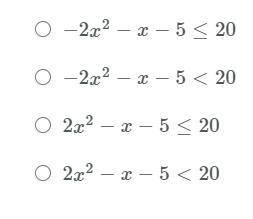Choose a quadratic inequality that satisfies the following conditions.

All the values of a, b, an