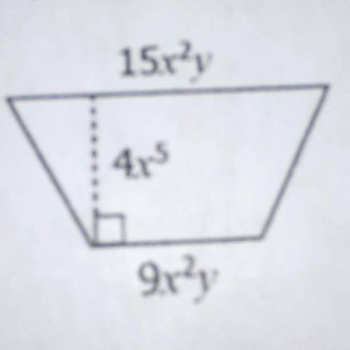 Write an expression in simplified form to

represent the area of the trapezoid.
15x^{2}y
4x^{5}
9x