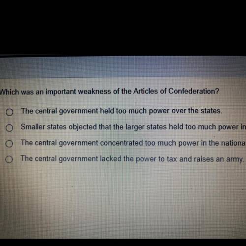 Which was an important weakness of the Articles do Confederation?