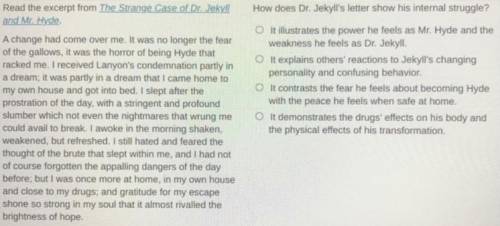 How does Dr.Jekyll’s letter show his internal struggle?