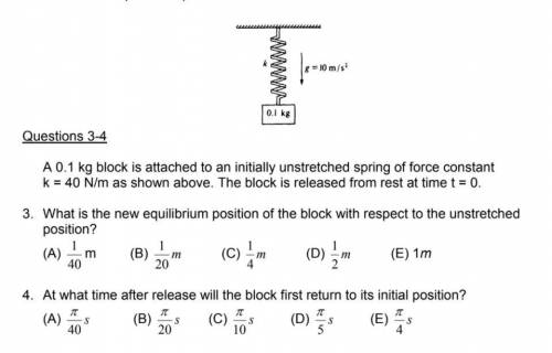 ( Image attached.)A 0.1 kg block is attached to an initially unstretched spring of force constant k
