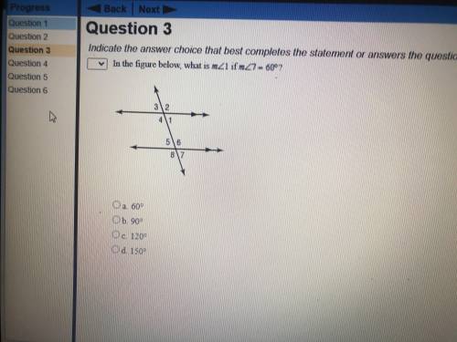 In the figure below , what is m<1 if m<7 = 60