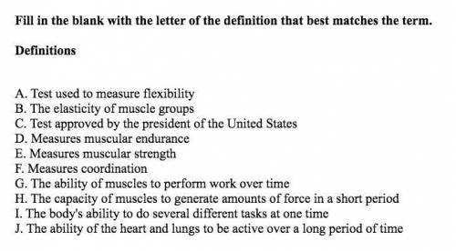 1: presidential physical fitness test

2: muscular endurance
3: muscular strength 
4: cardiovascul