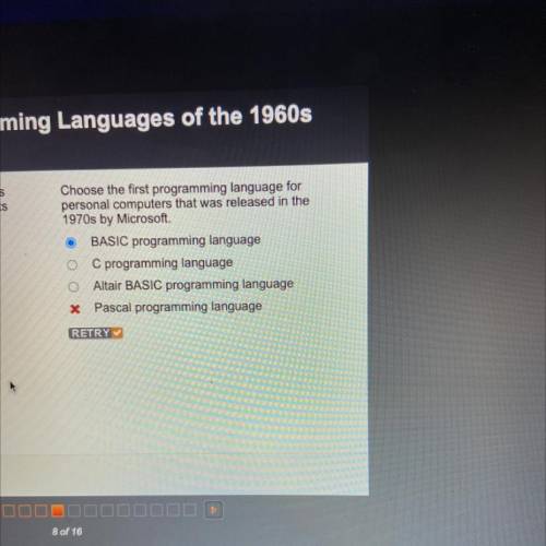 Choose the first programming language for personal computers that was released in the 1970s by Micr