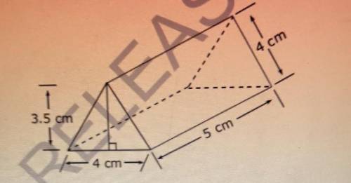 The two ends of this triangular right prism are equilateral triangles. The measurements are given t