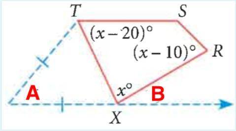 Please help !!!

TSRX is a quadrilateral. Use the following information to solve for ANGLE S. 
ang