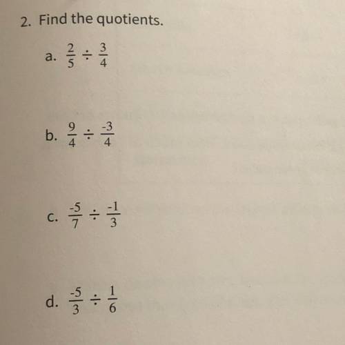 I need help finding the quotients thank you to whoever helps/answers:)