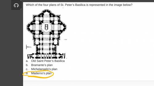 Which of the four plans of St. Peter’s Basilica is represented in the