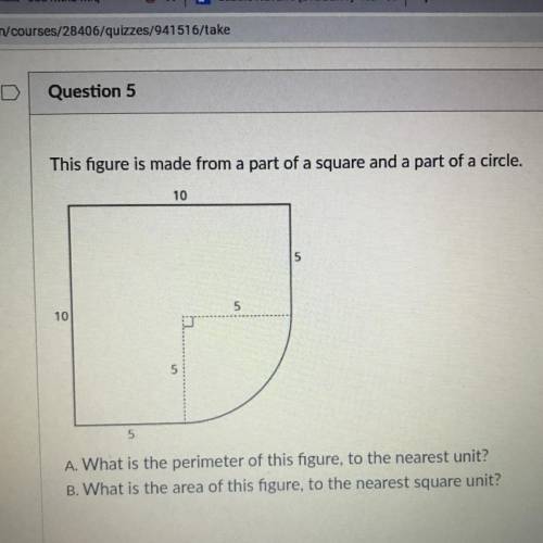 PLZZ HELP

A. What is the perimeter of this figure, to the nearest unit?
B. What is the area of th