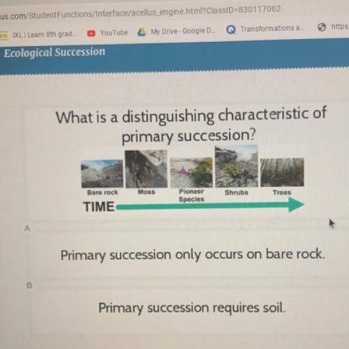 What is a distinguishing characteristic of primary succession?

-
primary succession only occurs o