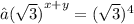 ⇒ {( \sqrt{3} )}^{x + y}  =  ({ \sqrt{3} })^{4}