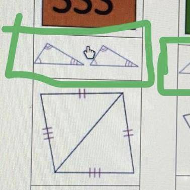 THE GREEN CIRCLED ONE does it belong to SSS, HL, SAS OR NOT CONGRUENT PLS HELP I WILL MARK BRAINLSI
