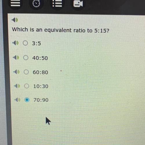 What equivalent ratio to 5:15?