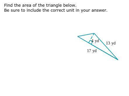 Find the area of the triangle below.
Be sure to include the correct unit in your answer.