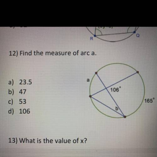 What is the measure of arc a ?