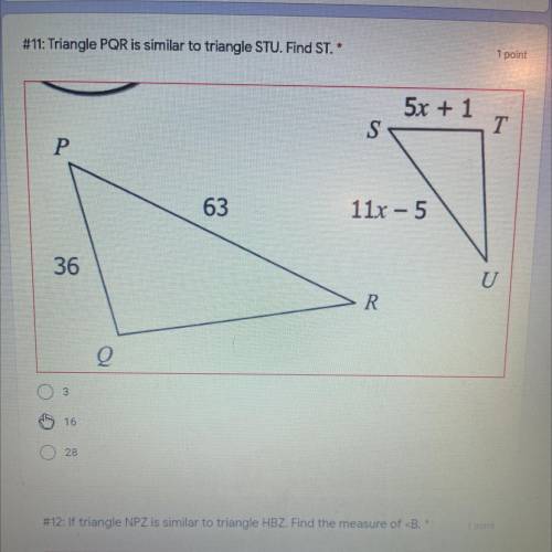 Find the value of ST: