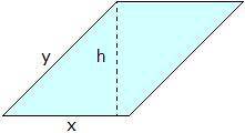 Note: Figure is not drawn to scale. If x = 7 units, y = 12 units, and h = 10 units, then what is th