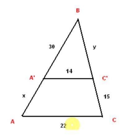 Use the following diagram and solve for x and y, round to the nearest hundredth