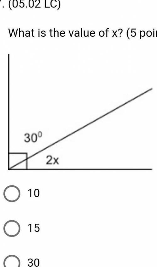 05.02 LC)

What is the value of x? (5 points)￼10153045​