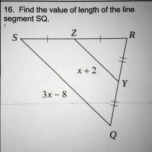 Find the value of length of the line
segment SQ.